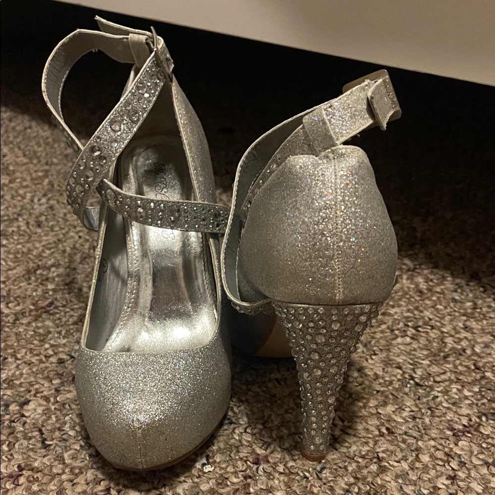 Elegant Silver Glitter Heels